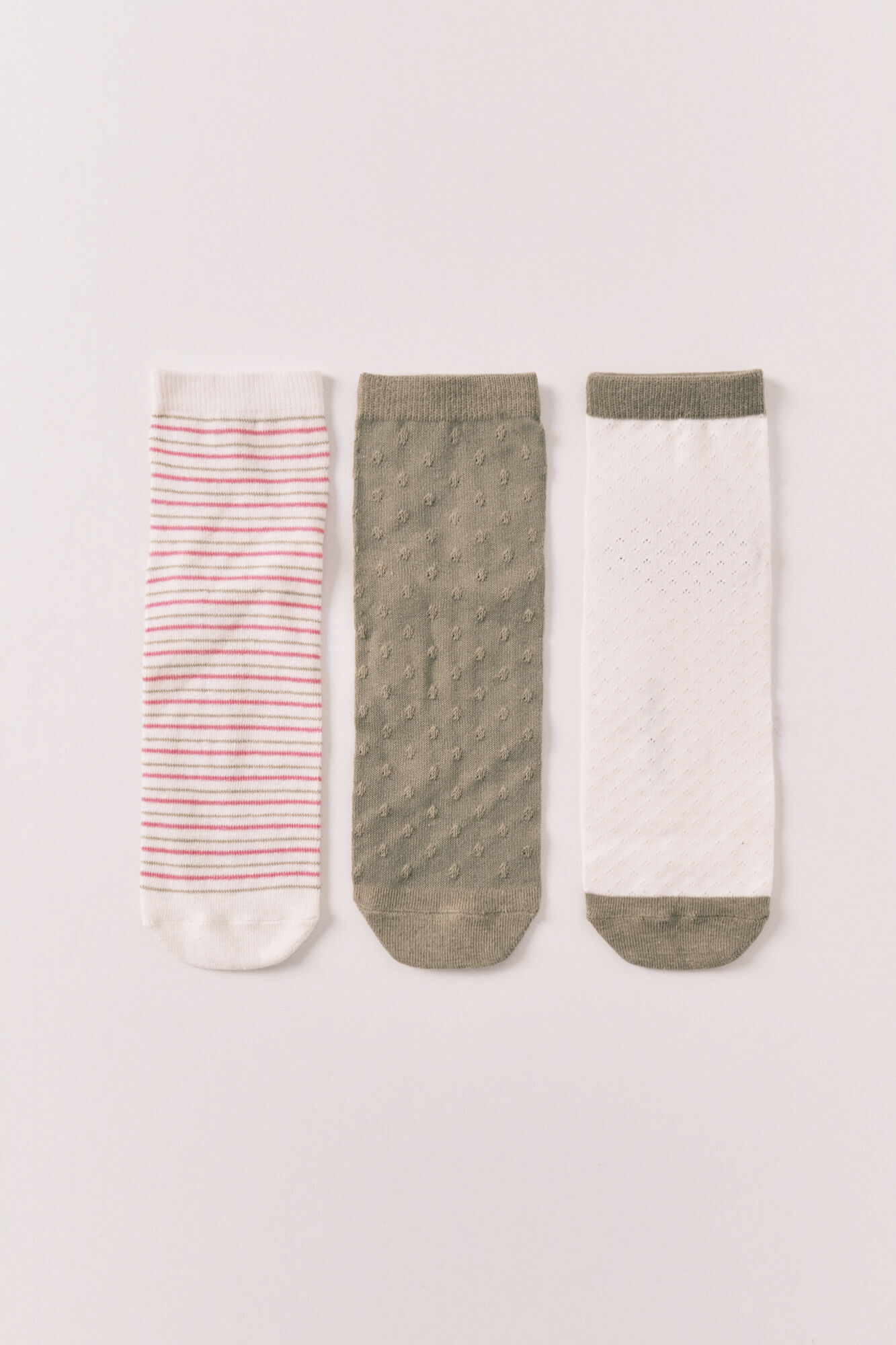 Women'secret Pack 3 calcetines cortos estampado y textura rosa