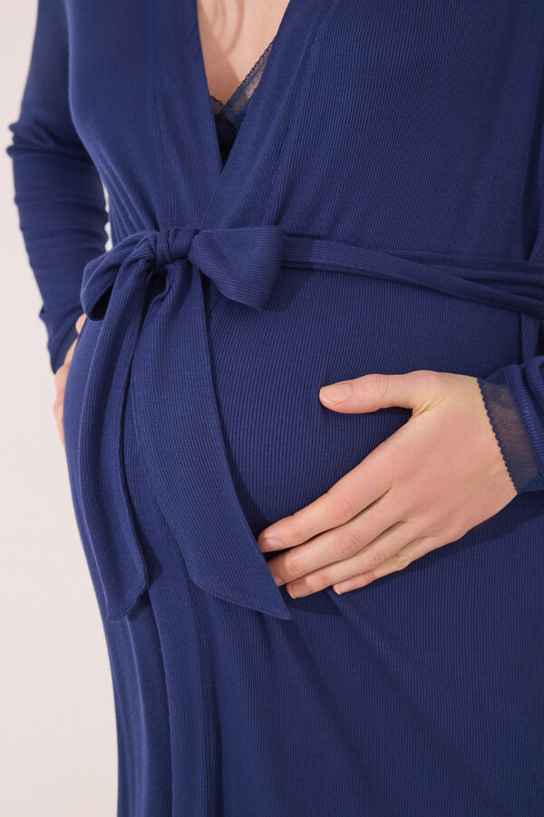 Womensecret Bata premamá de soft touch en color azul azul