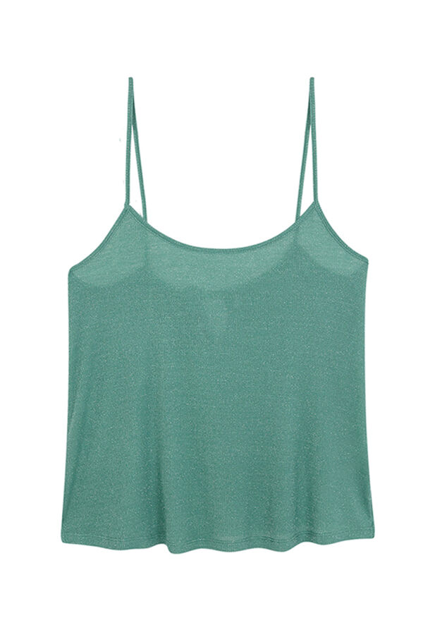 Womensecret Playera de tirantes sin mangas de canalé verde  verde