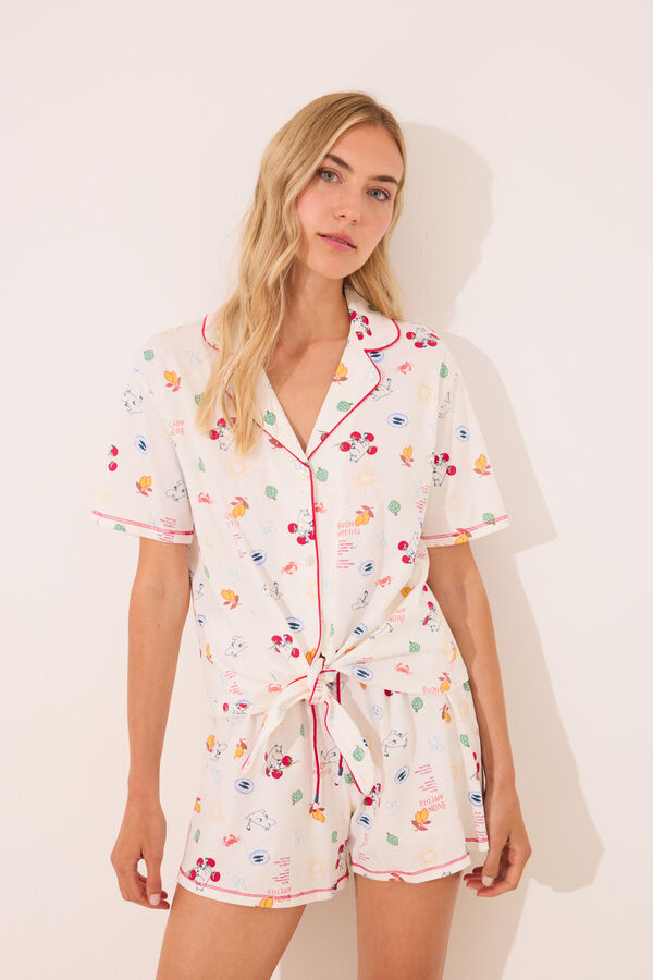 Womensecret Pijama camisera short de Moomin 100% algodón marfil