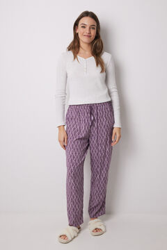 Womensecret Pantalón carrot viscosa estampado ikat morado/lila