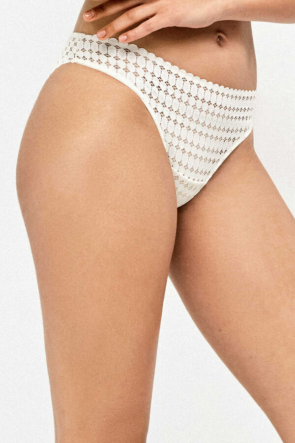 Gisela Panty de encaje geom&eacute;trico marfil