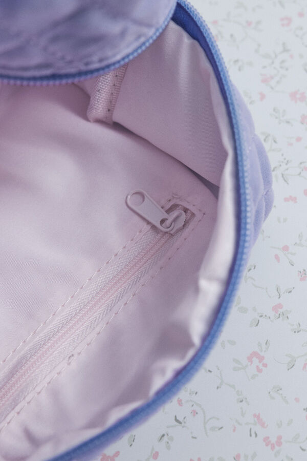 HI&BYE Neceser de terciopelo terciopelo claro con logo bordado azul