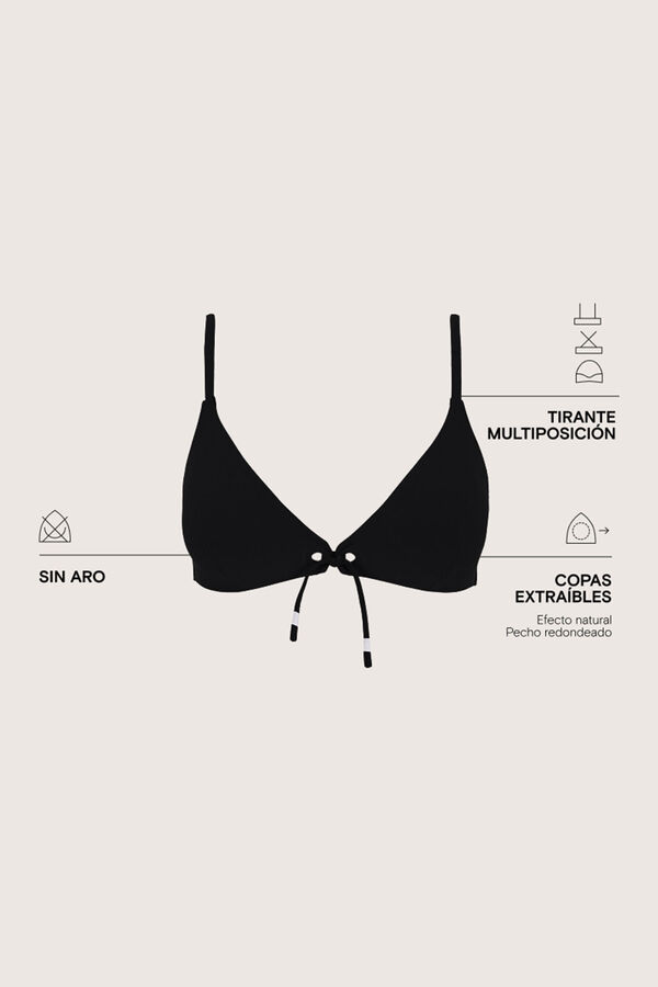 Womensecret Top de bikini triangular negro sin varilla negro