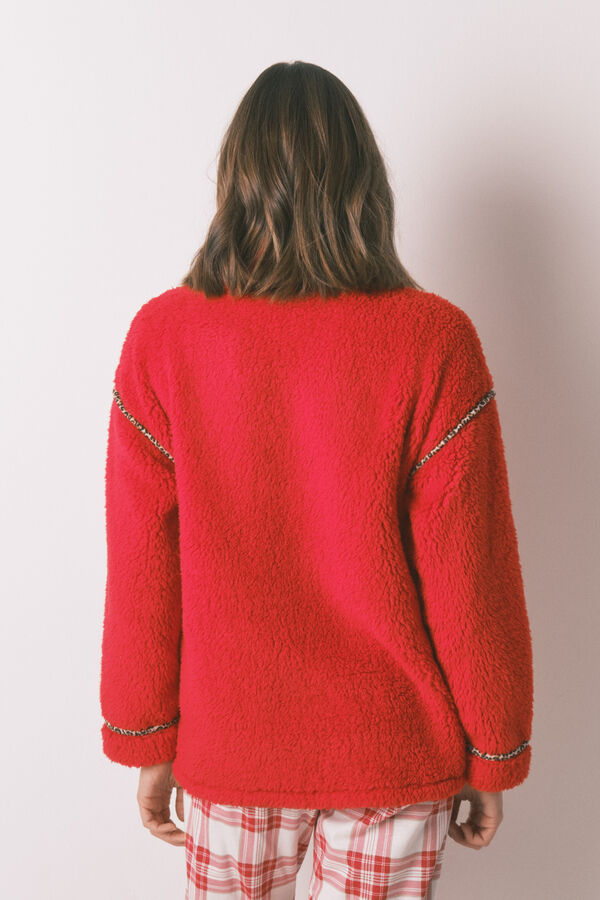 Women'secret Bata roja de borrego con Snoopy bordado rojo