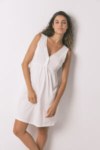 Womensecret Camisón midi " premamá " de algodón blanco marfil