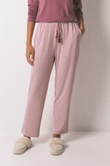 Women'secret Pantalón largo zanahoria en tejido rosa suave rosa