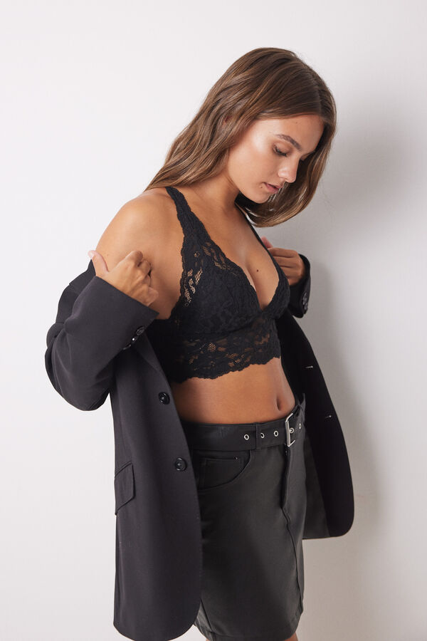 Womensecret Brasier bralette triangular encaje negro negro