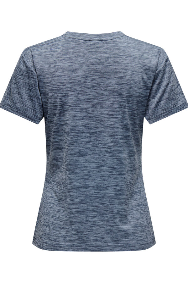 Only Play Playera de manga corta con cuello en PICO y tejido efecto lavado azul