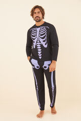 Womensecret Pijama 100% algodón negro esqueleto negro