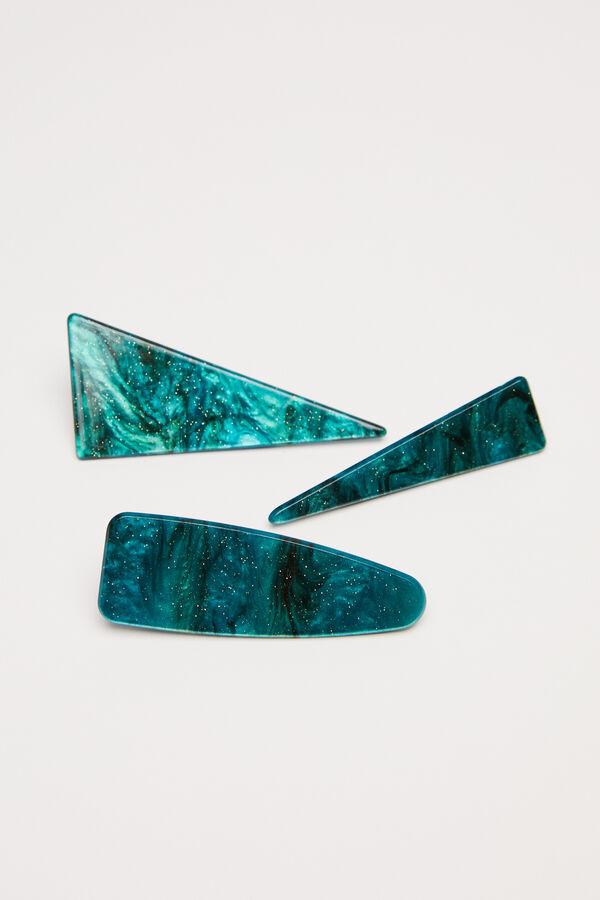Womensecret Pack 3 pinzas verdes clip pelo verde