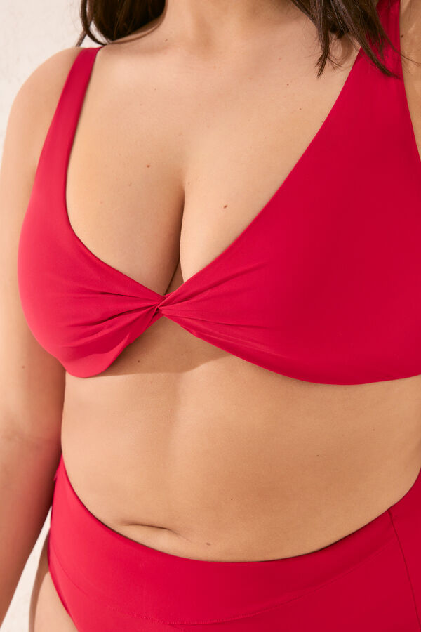 Womensecret Top de bikini con cuello halter y capacidad roja rojo