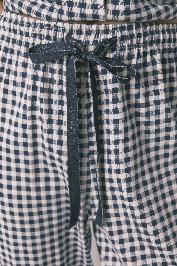 Women'secret Pijama camisera largo 100% cuadros vichy  azul
