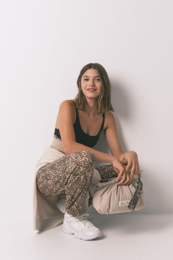 Women'secret Pequeño neceser de nailon con estampado animal café