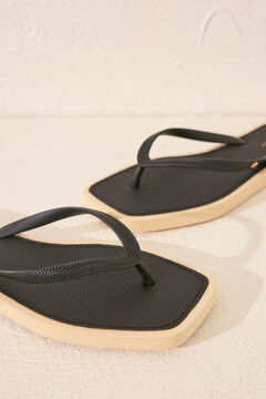 Womensecret Chanclas punta cuadrada serpiente negro negro