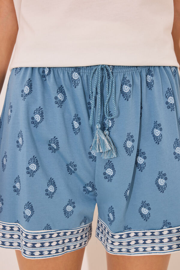 Womensecret Pijama corta 100% algodón con estampado paisley  marfil