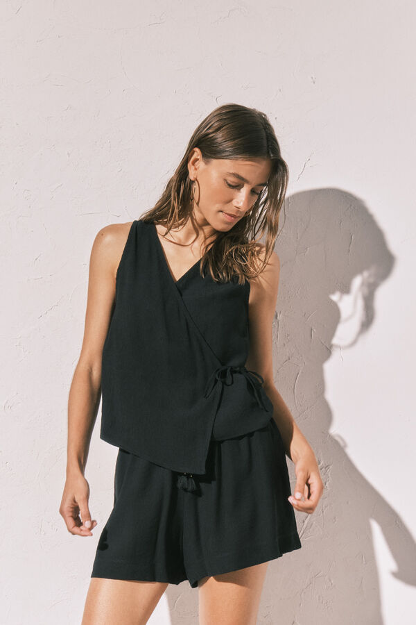 Women'secret Conjunto de chaleco y short negro negro