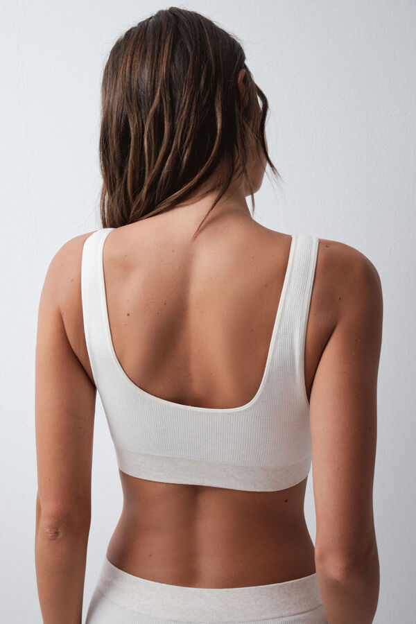 Women'secret Brasier triangular halter acanalado beige nude