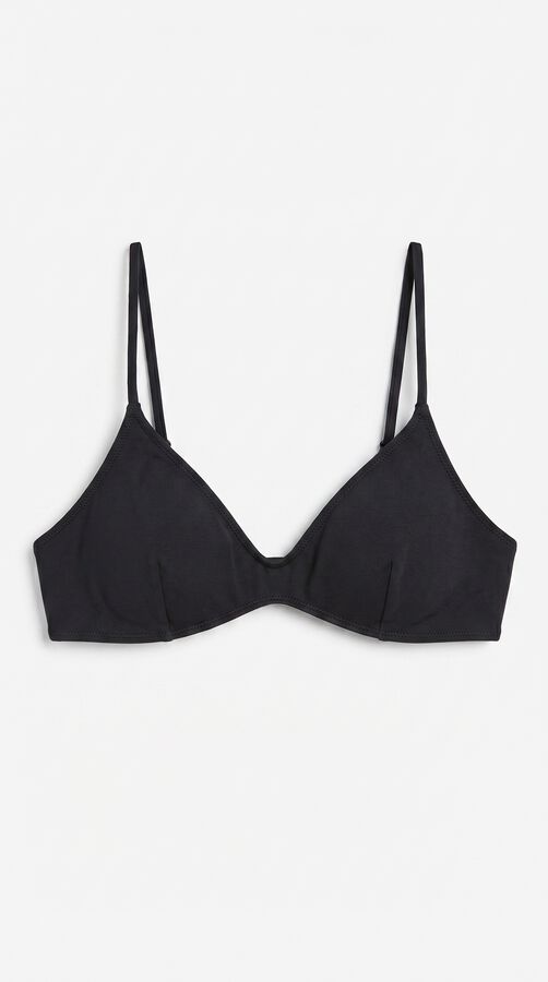 HI&BYE Top bikini escote en V liso negro negro