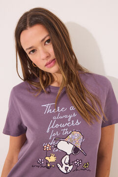 Womensecret Camisón midi 100% algodón morado Snoopy morado/lila