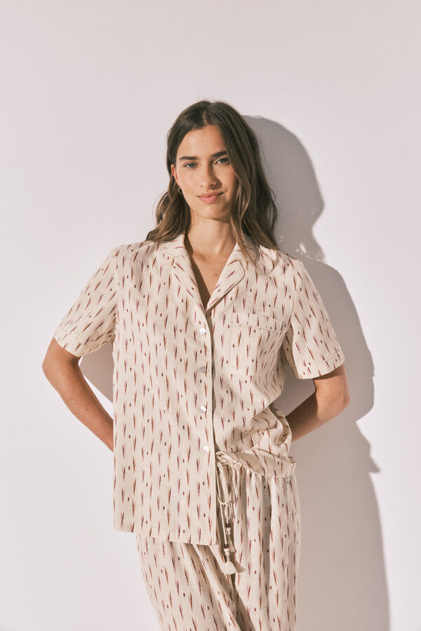 Women'secret Pijama larga camisera ikat marfil