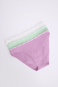 Womensecret Pack 3 bragas clásicas blanco, lila, verde blanco