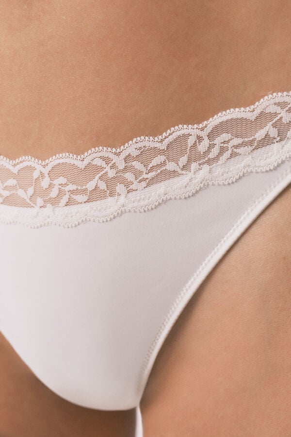 Women'secret Tanga de encaje tanga blanco