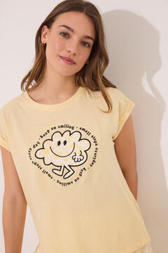 Womensecret Pijama corta amarillo 100% algodón Mr. Men amarillo