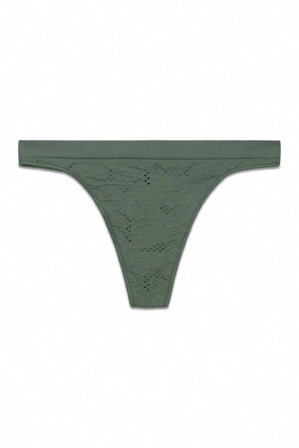 HI&BYE Tanga sin costuras floral kaki kaki