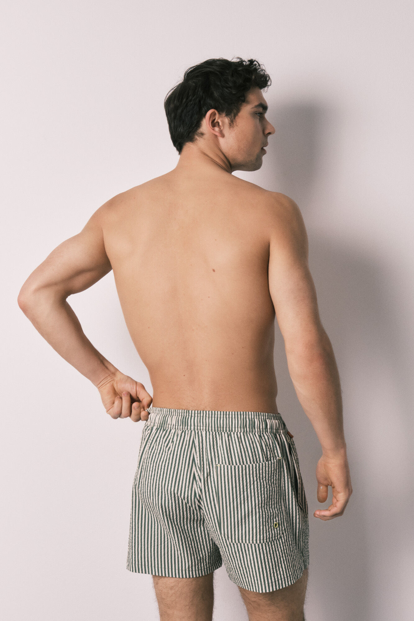 Women'secret Traje de ba&ntilde;o para hombre estampado de rayas verdes