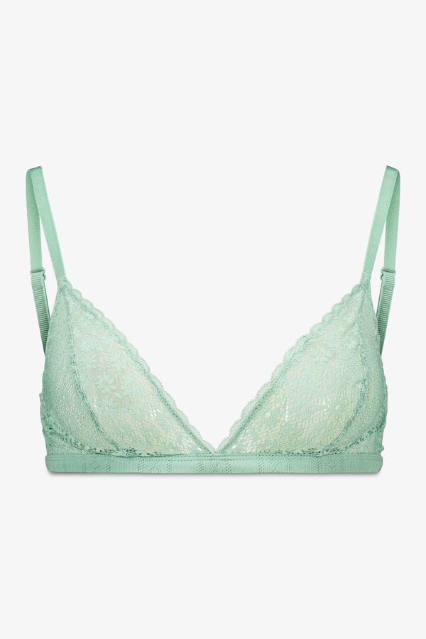 Women'secret Brasier de encaje de algodón verde NATURAL verde
