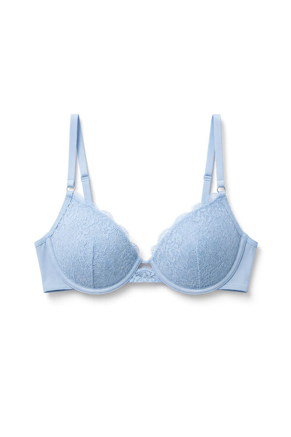 Women'secret Brasier cl&aacute;sico con relleno de encaje azul BEAUTIFUL azul