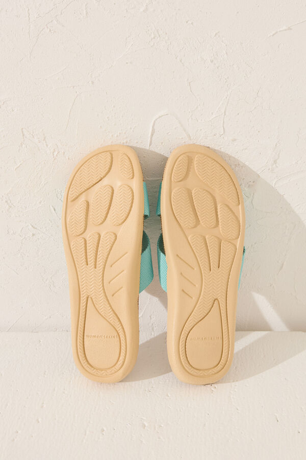 Womensecret Pantuflas para casa de rafia turquesa verde