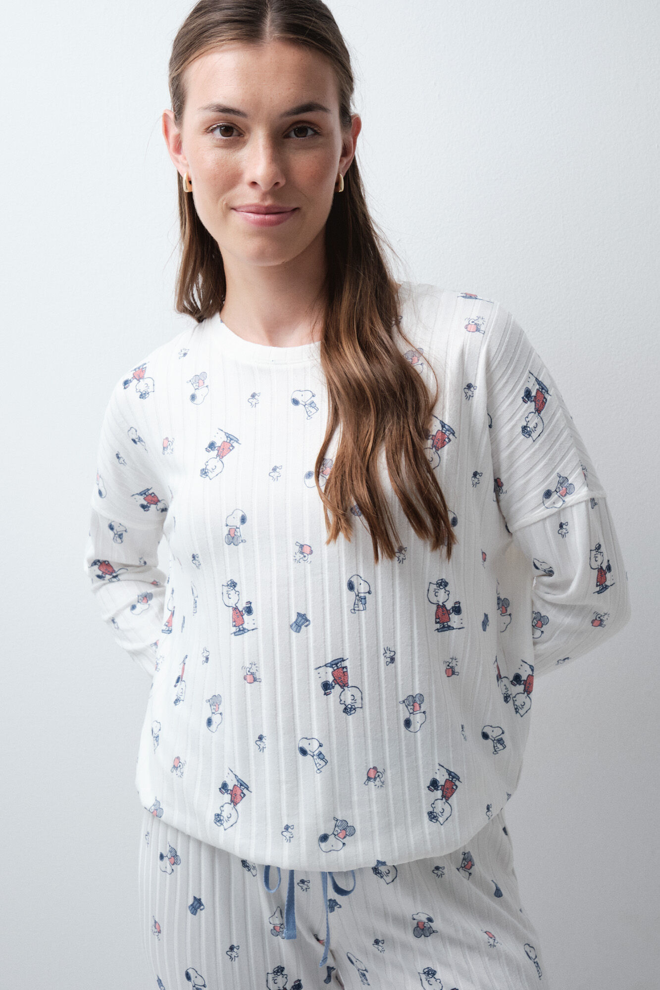 Women'secret Pijama larga blanca Snoopy