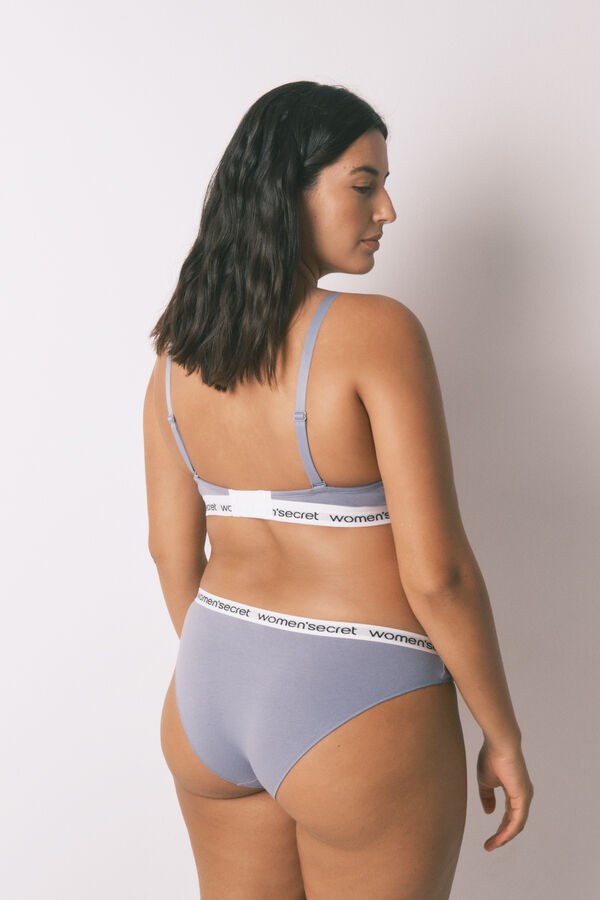 Women'secret Pack de panties brasileñas anchas con logo de algodón  azul