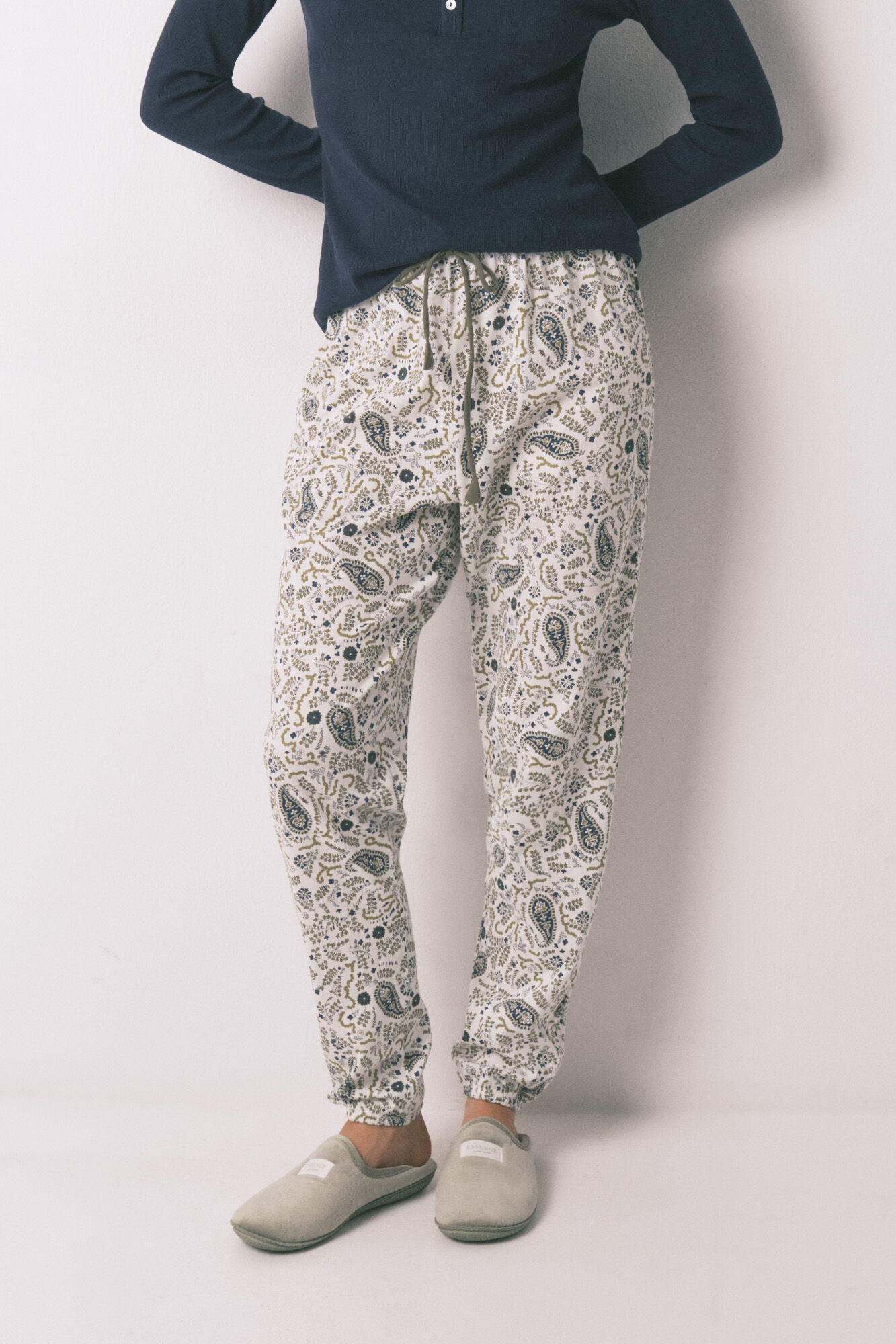 Women'secret Pantal&oacute;n largo de algod&oacute;n estampado Paisley