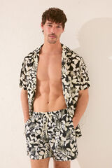 Womensecret Traje de baño de hombre con estampado tropical Snoopy negro
