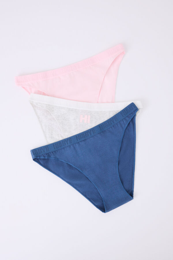 Womensecret Pack 3 bragas clásicas rosa, gris, azul blanco