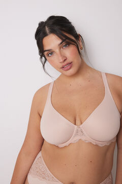 Womensecret REAL brasier reductor microfibra y encaje rosa rosa