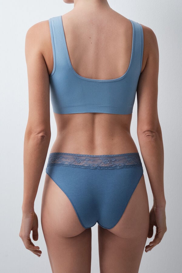 Women'secret Braga cl&aacute;sica algod&oacute;n encaje azul azul