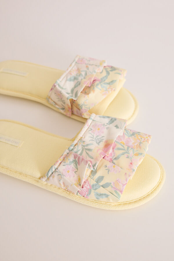 Womensecret Pantuflas abiertas amarillas floral amarillo