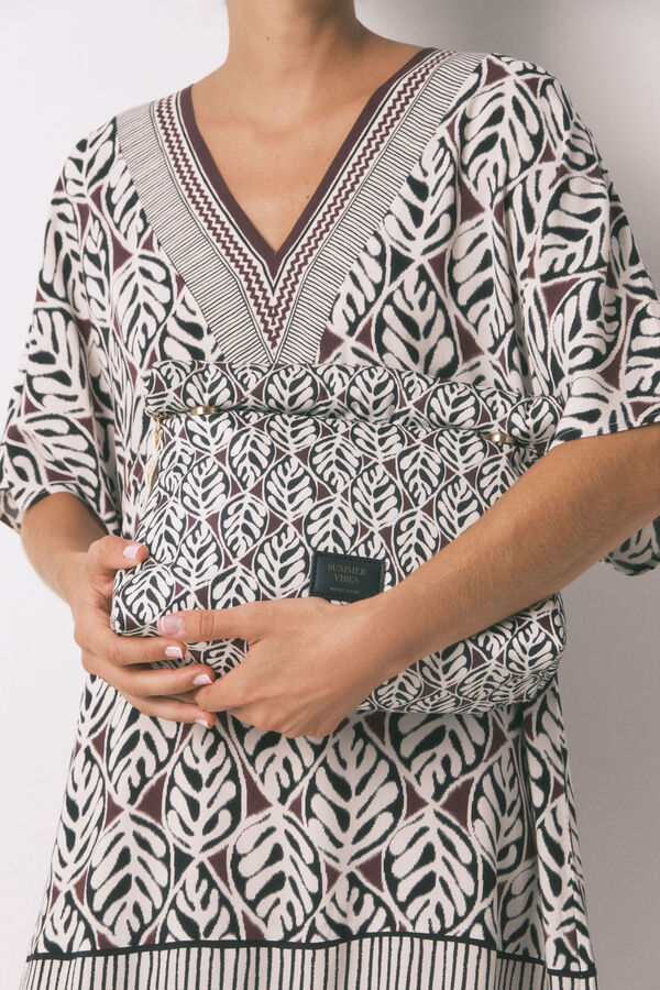 Women'secret Neceser grande acolchado con estampado de hojas  estampado