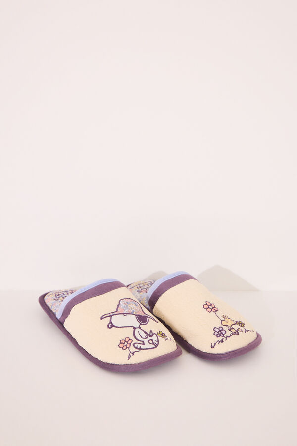Womensecret Pantuflas para casa amarillas de Snoopy marfil