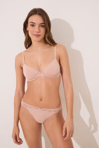 Womensecret Tanga microfibra y encaje rosa rosa