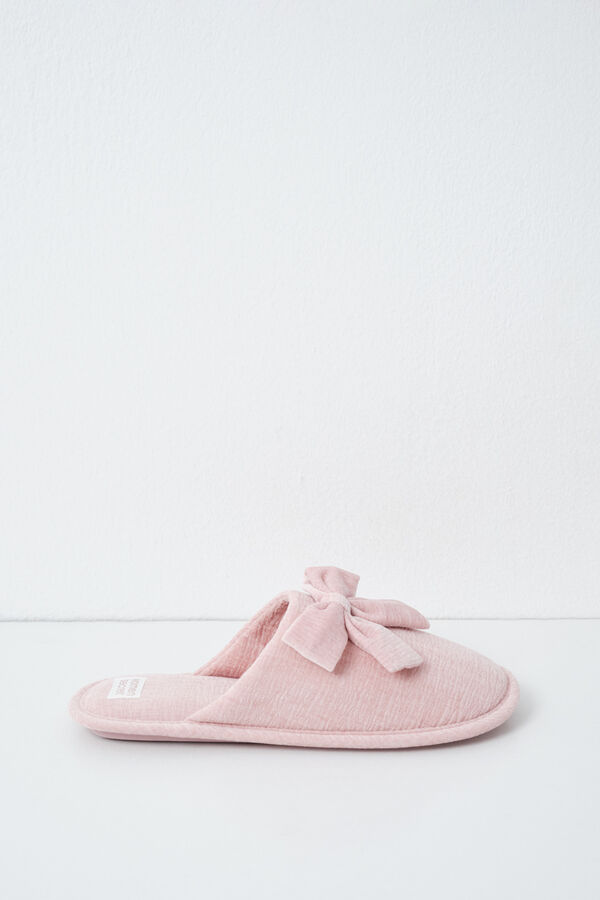Women'secret Pantunflas lazo terciopelo rosa rosa