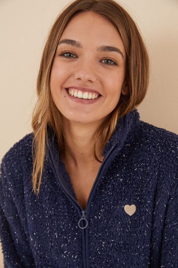 Womensecret Chaqueta pelo lúrex azul azul