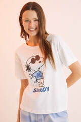 Womensecret Pijama larga 100% algodón Snoopy estampado marfil