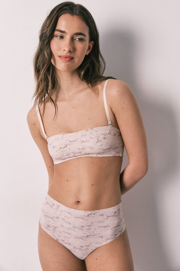 Women'secret Brasier bandeau sin costuras estampado de serpiente blanco