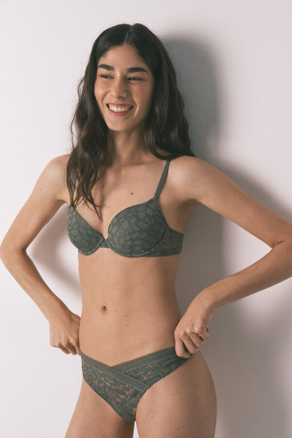 Women'secret Brasier BEAUTIFUL cl&aacute;sico relleno de encaje kaki kaki