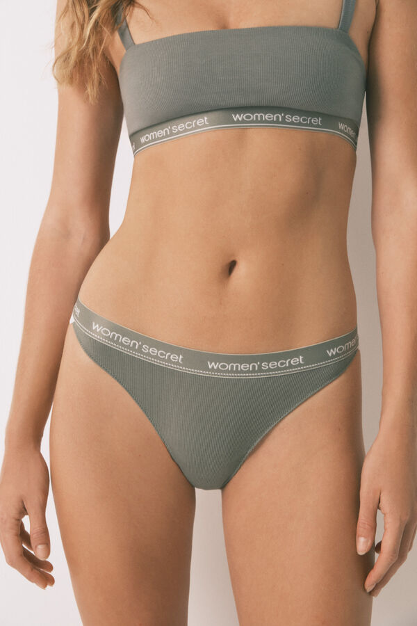 Women'secret Panty clásica de algodón color caqui kaki